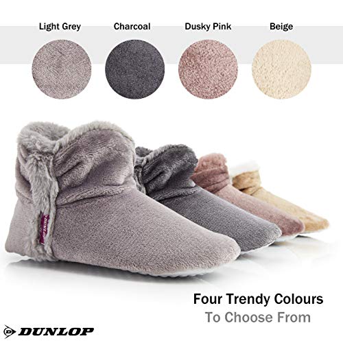 Dunlop Zapatillas De Estar En Casa Altas para Mujer, Botas Pantuflas Cerradas Invierno, Interior Suave Peluche con Suela de Goma Antideslizante, Mujer (38 EU, Gris Oscuro)
