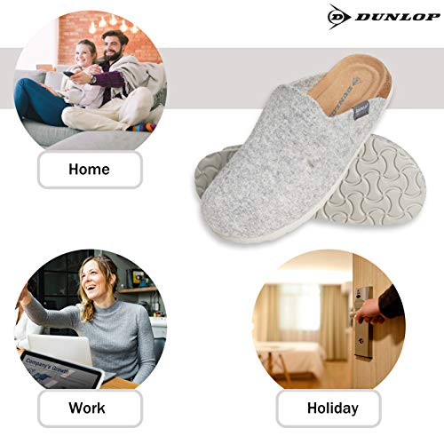Dunlop Zapatillas Mujer, Zapatillas Casa Mujer de Felpa, Pantuflas Mujer Suela de Goma Antideslizante, Regalos para Mujer y Adolescentes Talla 36-41 (Gris, Numeric_39)