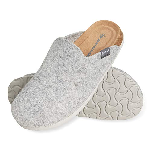Dunlop Zapatillas Mujer, Zapatillas Casa Mujer de Felpa, Pantuflas Mujer Suela de Goma Antideslizante, Regalos para Mujer y Adolescentes Talla 36-41 (Gris, Numeric_39)