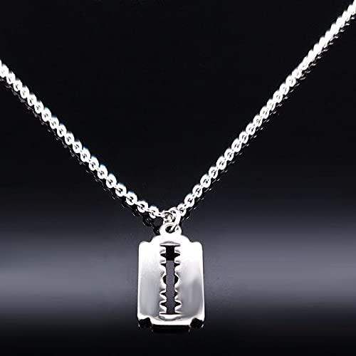 DUNSHUI Collares de Acero Inoxidable de Hoja de Moda para Mujer Joyas Collares de Color Plateado de Doble Capa Gótico (Color de Metal: Paz) (Tijeras)