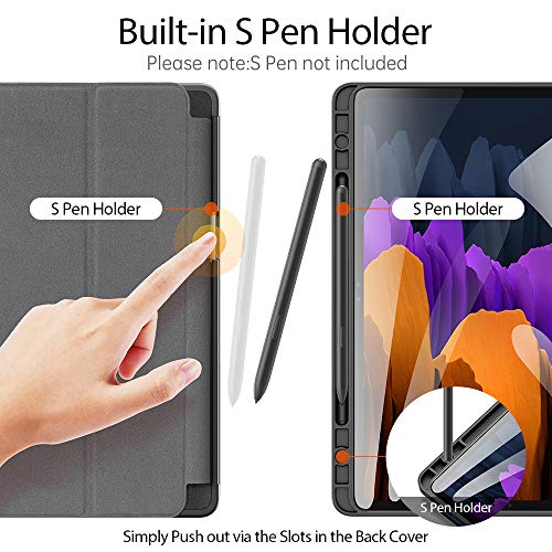 DUX DUCIS Funda para Samsung Galaxy Tab S7 11 Inch (T870/T875) 2020, Carcasa Folio Ligera con Carcasa Silicona TPU Smart Cover Case con Self-Sleep/Wake, para Samsung Tab S7 11", Negro