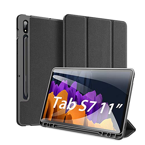 DUX DUCIS Funda para Samsung Galaxy Tab S7 11 Inch (T870/T875) 2020, Carcasa Folio Ligera con Carcasa Silicona TPU Smart Cover Case con Self-Sleep/Wake, para Samsung Tab S7 11", Negro