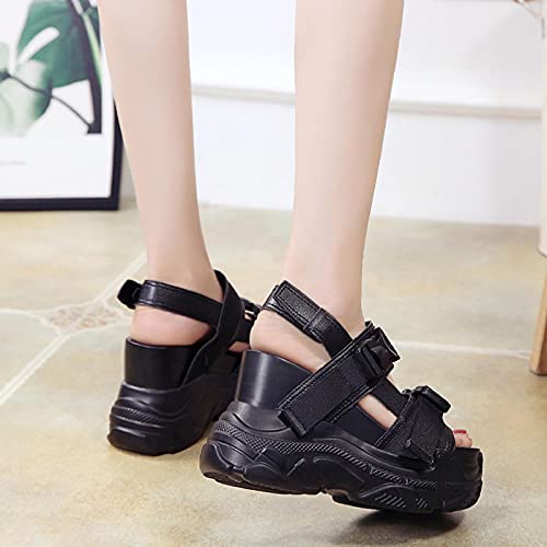 DZQQ Recién Llegado 2020, Sandalias de Plataforma de Verano para Mujer, cuñas de 11,5 CM, Zapatos Casuales de Fondo Grueso, Sandalias cómodas con Hebilla Blanca, Zapatillas
