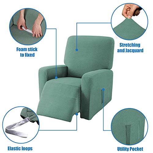 E EBETA Jacquard Funda de sillón, Capuchas elásticas para sillón, Elástico Funda para sillón reclinable (Verde Claro)