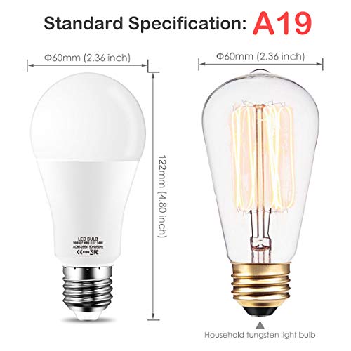 E27 LED Bombilla,14W equivalente a 120W,Luz Blanca Fría 6000k,1200 lumen,No regulable,Pack de 6 Unidades