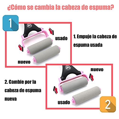 Easace Aplicador de Loción de Espalda para Hombres y Mujeres Almohadillas de Espuma de Cilindro Reemplazables, Aplicador Ajustable y Rotativo Mango Largo y Extensible, Loción Corporal (Rosado)