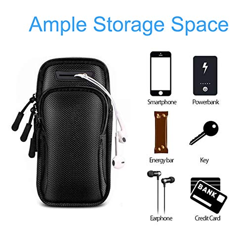 EasyULT Brazalete Deportivo para Correr, con Orificio Auriculares, Universal Impermeable Móvil Bolsa para Brazos Fundas para Gimnasio, Viaje, para IP 12 11 Pro XR, GalaxyS10 Plus/S9, hasta 6,7"-Negro