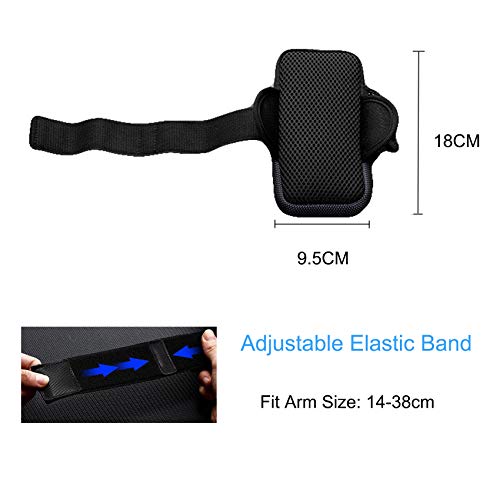 EasyULT Brazalete Deportivo para Correr, con Orificio Auriculares, Universal Impermeable Móvil Bolsa para Brazos Fundas para Gimnasio, Viaje, para IP 12 11 Pro XR, GalaxyS10 Plus/S9, hasta 6,7"-Negro