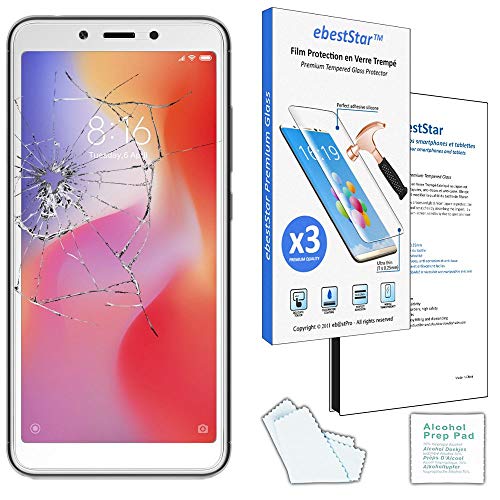 ebestStar - [Lote x3 Cristal Templado Compatible con Xiaomi Redmi 6 6A Protector de Pantalla, Película Vidrio Protectora Ultrafina, Dureza 9H, Sin-Burbujas [Aparato: 147.5 x 71.5 x 8.3mm, 5.45'']