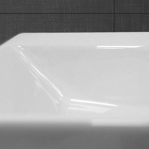 ECD Germany Lavabo Cerámico Cuadrado con Agujero Conexión Estandar - Blanco - Lavamanos sobre Encimera - 350 x 205 x 125 mm - Diseño Moderno - Fregadero sin Juego de Desagüe - Realza Cada Baño o Aseo