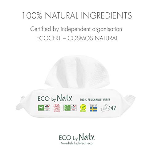 Eco by Naty Toallitas desechables wc para bebé, 504 unidades (12x42), Toallitas húmedas hechas a base de fibras vegetales, 0% plástico