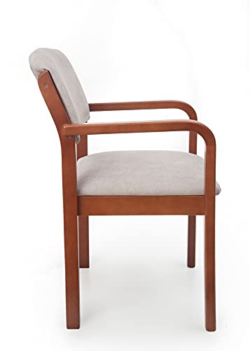 Eco Silla y Descanso, Silla Sillon Modelo Priego, con Brazos de Madera (Alto 88 ctms x Fondo 60 ctms x Ancho 54 ctms), Comedor y salita, Pintado Color Cerezo, tapizado beig.