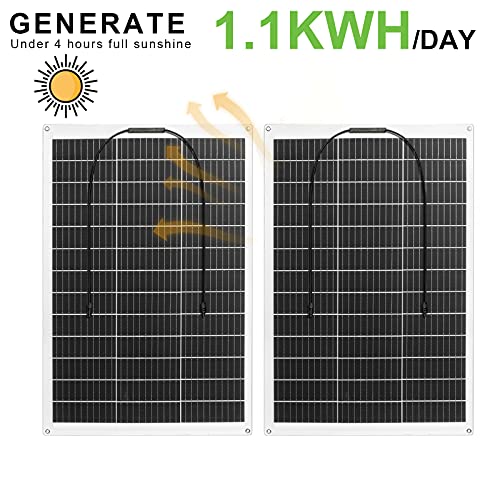 ECO-WORTHY Paquete de 2 Paneles Solares Flexibles 130W 12V Módulo Monocristalino para Cargar Batería de 12V / Coche/Barco/Caravana