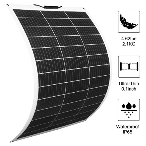 ECO-WORTHY Paquete de 2 Paneles Solares Flexibles 130W 12V Módulo Monocristalino para Cargar Batería de 12V / Coche/Barco/Caravana
