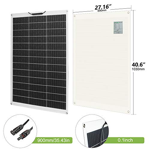ECO-WORTHY Paquete de 2 Paneles Solares Flexibles 130W 12V Módulo Monocristalino para Cargar Batería de 12V / Coche/Barco/Caravana