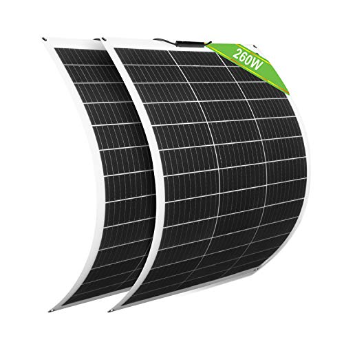 ECO-WORTHY Paquete de 2 Paneles Solares Flexibles 130W 12V Módulo Monocristalino para Cargar Batería de 12V / Coche/Barco/Caravana
