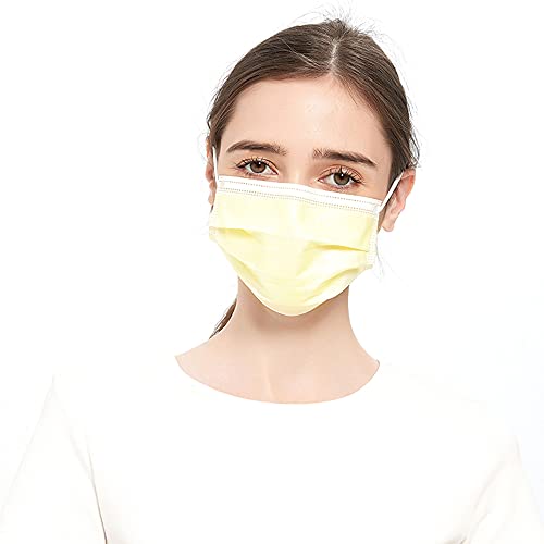 EDIESI, Mascarillas Higiénicas, No Reutilizables, Pack de 50 unidades, Color Negro, Verde, Azul y Amarillo, Homologadas CE (Amarillo)