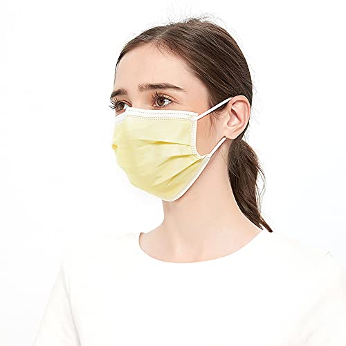 EDIESI, Mascarillas Higiénicas, No Reutilizables, Pack de 50 unidades, Color Negro, Verde, Azul y Amarillo, Homologadas CE (Amarillo)
