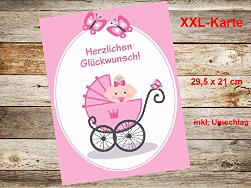 Edition Colibri 10736 Maxi carte de félicitation de naissance fille Format A4 Humoristique Style rétro Fabrication respectueuse de l'environnement