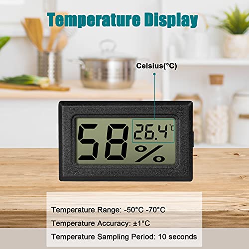 EEEKit 2-Pack LCD Termómetro Digital de Temperatura, Humedad Termómetro, Mini Termómetro Digital Higrómetro y Medidor de Humedad para Invernadero/Coches/Hogar/Oficina, Negro