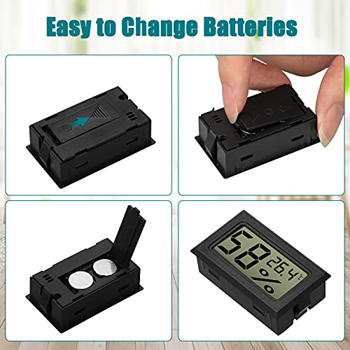 EEEKit 2-Pack LCD Termómetro Digital de Temperatura, Humedad Termómetro, Mini Termómetro Digital Higrómetro y Medidor de Humedad para Invernadero/Coches/Hogar/Oficina, Negro