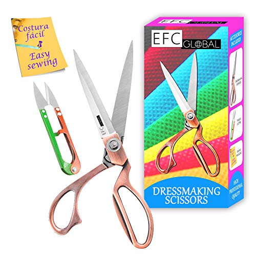 EFC Global Tijeras Costura Profesional modista con Corta Hilos Tijeras de Costura Acero Inoxidable Tijeras modista Tela Ropa Sastre de Coser Bordar