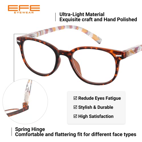 EFE Gafas de Lectura Presbicia Valor Pack 5 Hombre Mujer Unisex con Diseño de Patrón de Templo de Moda Buena Vision Anti Luz Azul Calidad Bisagras de Resorte Lectores 1.75