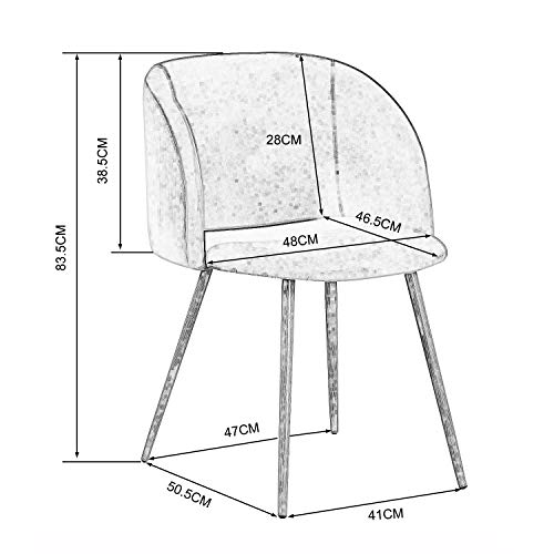 EGGREE Sillas de Comedor de Terciopelo Silla de Salón Estilo Nórdico, Sillas Acolchada con Patas de Metal y Tela de Terciopelo - Verde