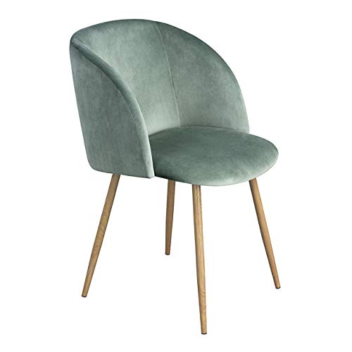 EGGREE Sillas de Comedor de Terciopelo Silla de Salón Estilo Nórdico, Sillas Acolchada con Patas de Metal y Tela de Terciopelo - Verde