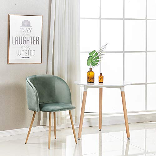 EGGREE Sillas de Comedor de Terciopelo Silla de Salón Estilo Nórdico, Sillas Acolchada con Patas de Metal y Tela de Terciopelo - Verde