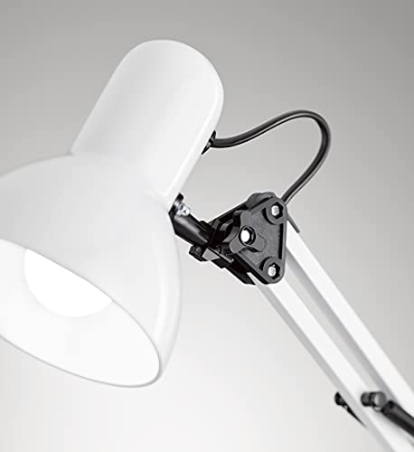 EGLO Lámpara de mesa Colinezza, 1 lámpara de escritorio flexible ajustable, lámpara de mesa industrial moderna, lámpara de oficina de metal en blanco y negro, lámpara con interruptor, casquillo E14