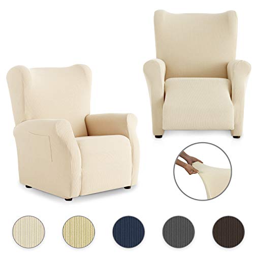 Eiffel Textile Funda de Sofa Milan Elastica, 94% poliéster 6% Elastano, Marfil, Relax