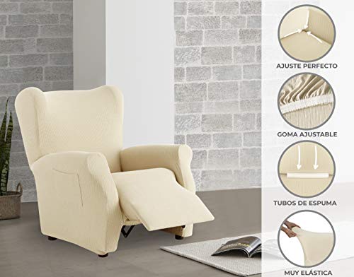 Eiffel Textile Funda de Sofa Milan Elastica, 94% poliéster 6% Elastano, Marfil, Relax