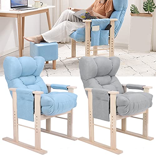 Ejoyous Sillón Sofá Ajustable con Apoyabrazos, Sillón Sofá Ajustable en Altura Sillón Reclinable Sillón Lounge Sillón Relax Individual con Apoyabrazos Y Patas de Madera para Sala de Estar,(Gris)