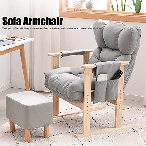 Ejoyous Sillón Sofá Ajustable con Apoyabrazos, Sillón Sofá Ajustable en Altura Sillón Reclinable Sillón Lounge Sillón Relax Individual con Apoyabrazos Y Patas de Madera para Sala de Estar,(Gris)