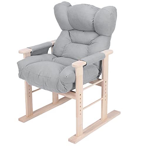 Ejoyous Sillón Sofá Ajustable con Apoyabrazos, Sillón Sofá Ajustable en Altura Sillón Reclinable Sillón Lounge Sillón Relax Individual con Apoyabrazos Y Patas de Madera para Sala de Estar,(Gris)