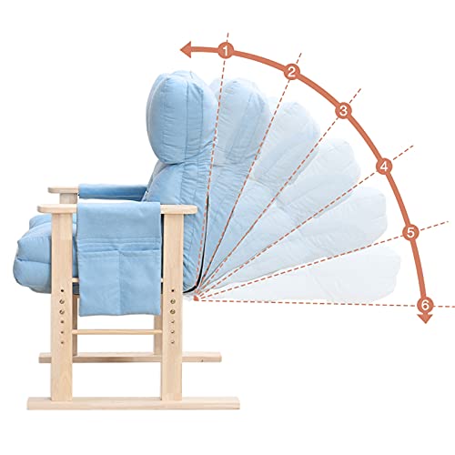 Ejoyous Sillón Sofá Ajustable con Apoyabrazos, Sillón Sofá Ajustable en Altura Sillón Reclinable Sillón Lounge Sillón Relax Individual con Apoyabrazos Y Patas de Madera para Sala de Estar,(Gris)