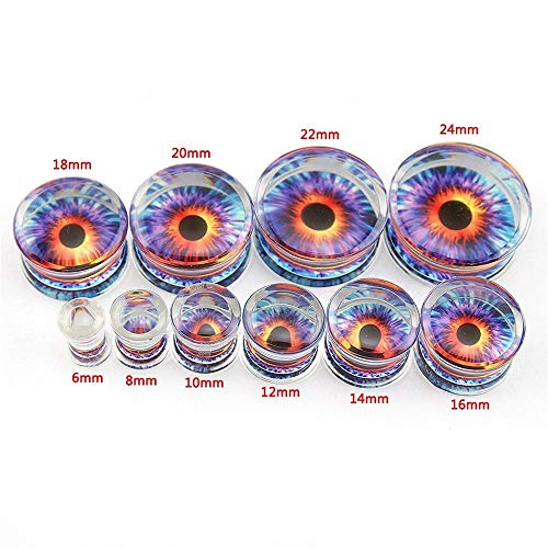 El estiramiento del oído de Inicio De acrílico transparente que gotea aceite púrpura redondo simple Oído Ampliación globo del ojo de la aurícula punción joyería acero quirúrgico kit estiramiento del o