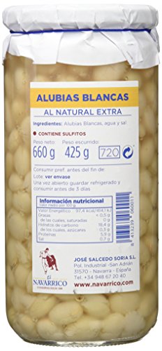 El Navarrico Alubia Blanca al Natural Extra - Paquete de 3 x 660 gr - Total: 1980 gr