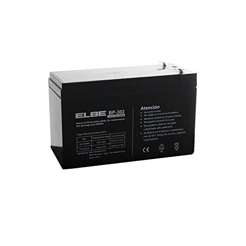 Elbe BP-302 - Batería de Plomo-ácido, 12V 9A, sellada, sin Mantenimiento, Vida útil 3-5 años, Recargable, Negro