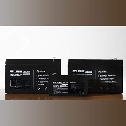 Elbe BP-302 - Batería de Plomo-ácido, 12V 9A, sellada, sin Mantenimiento, Vida útil 3-5 años, Recargable, Negro