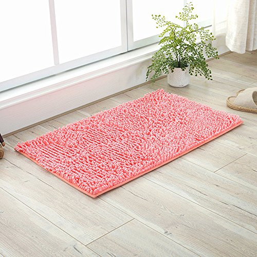 ele ELEOPTION Suave Shag Alfombra de ba?o Alfombra Cocina Puerta Puerta Pies Estera Tira Antideslizante Absorbente Felpudo Alfombras de ba?o Ducha Alfombra Peluda - 50 x 80 cm, Rosado
