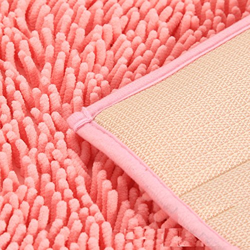 ele ELEOPTION Suave Shag Alfombra de ba?o Alfombra Cocina Puerta Puerta Pies Estera Tira Antideslizante Absorbente Felpudo Alfombras de ba?o Ducha Alfombra Peluda - 50 x 80 cm, Rosado