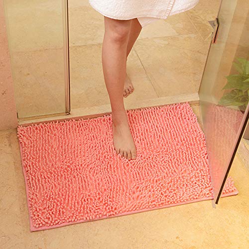 ele ELEOPTION Suave Shag Alfombra de ba?o Alfombra Cocina Puerta Puerta Pies Estera Tira Antideslizante Absorbente Felpudo Alfombras de ba?o Ducha Alfombra Peluda - 50 x 80 cm, Rosado