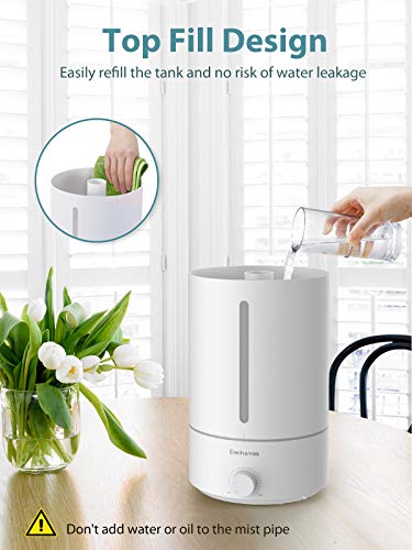 Elechomes 5L Humidificador Ultrasónico & Difusor de Aceite Esencia, llenado Superior, para Dormitorio, Habitación de Bebé Silencioso, Boquilla 360°, Apagado Automático, Temporizador, ES5001