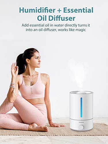 Elechomes 5L Humidificador Ultrasónico & Difusor de Aceite Esencia, llenado Superior, para Dormitorio, Habitación de Bebé Silencioso, Boquilla 360°, Apagado Automático, Temporizador, ES5001