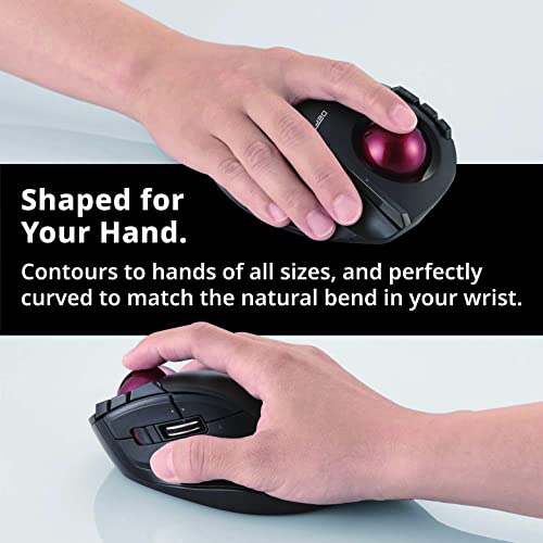 ELECOM-Japan Brand- Wireless Index Finger Trackball Mouse , EX-G Series 2.4GHz, 8 Buttons, Tilt Function/ Black / M-DT2DRBK