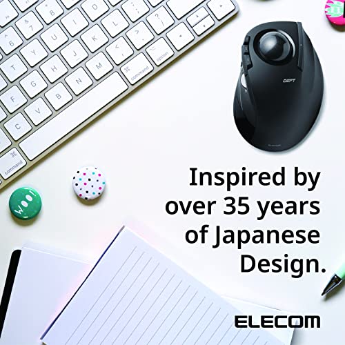 ELECOM-Japan Brand- Wireless Index Finger Trackball Mouse , EX-G Series 2.4GHz, 8 Buttons, Tilt Function/ Black / M-DT2DRBK