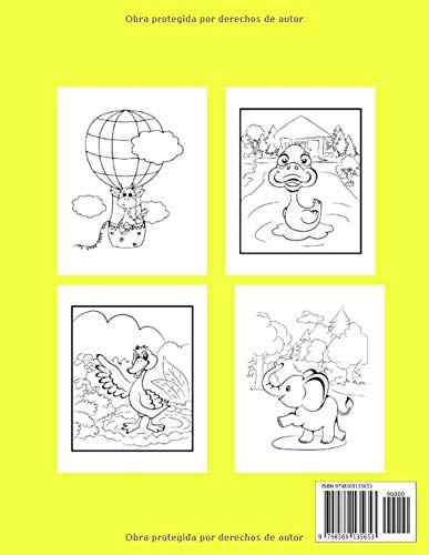 ELEFANTE ,PATO, JIRAFA LIBRO PARA COLOREAR: Libro de Colorear de Animales para Niños 3 -9 años