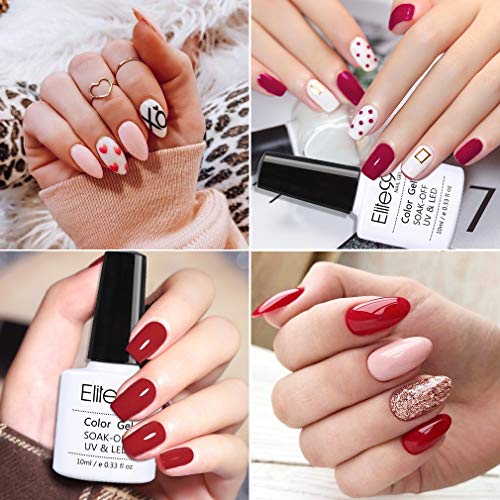 Elite99 Esmaltes Semipermanentes de Uñas en Gel UV LED de Color Neon, 2pcs Kit de Esmaltes de Uñas 7,3ml (Base y top coat)